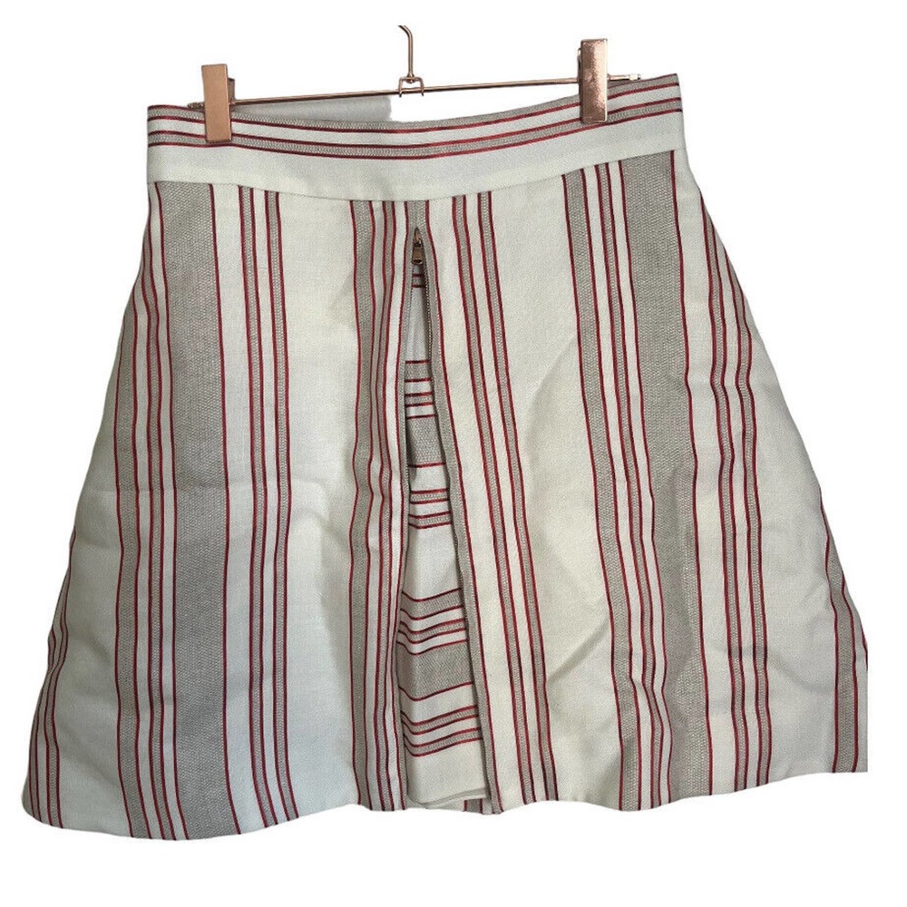 Audra‎ Official Designer Linen Holiday Striped Mini High End Skirt Size 6